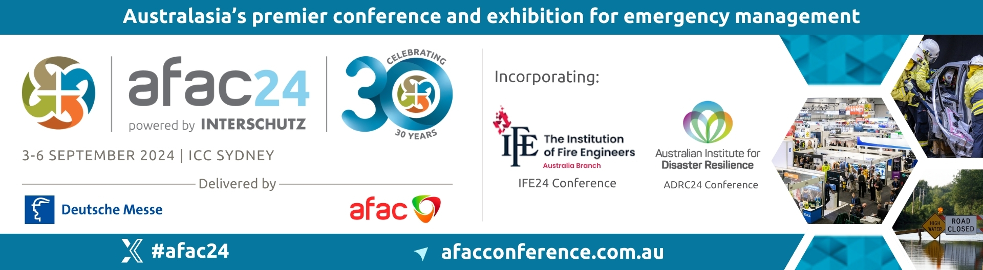 AFAC24 powered by INTERSCHUTZ is heading to ICC Sydney on 3 to 6 September 2024.